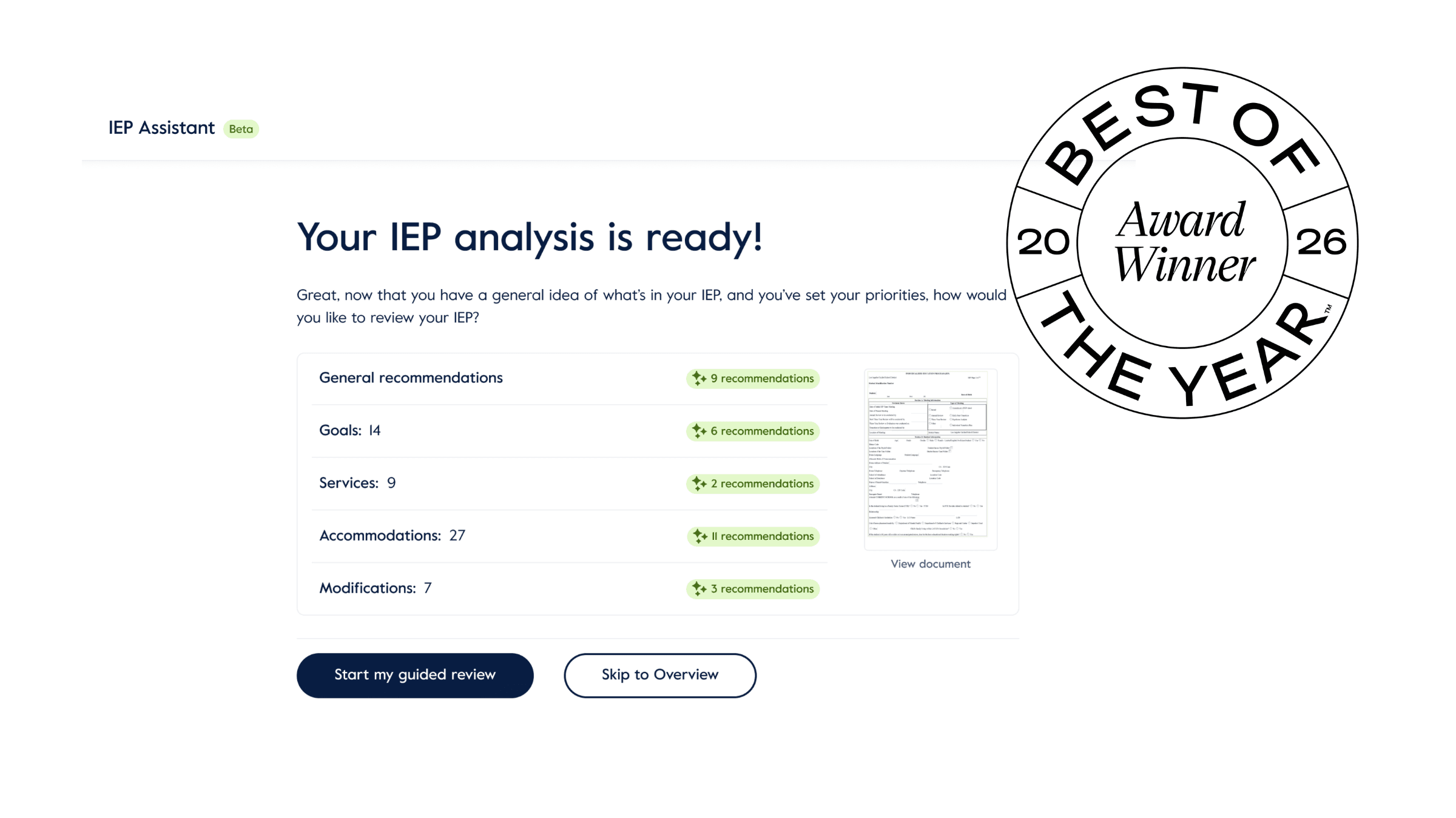 2026 Winner: Undivided IEP and 504 Support